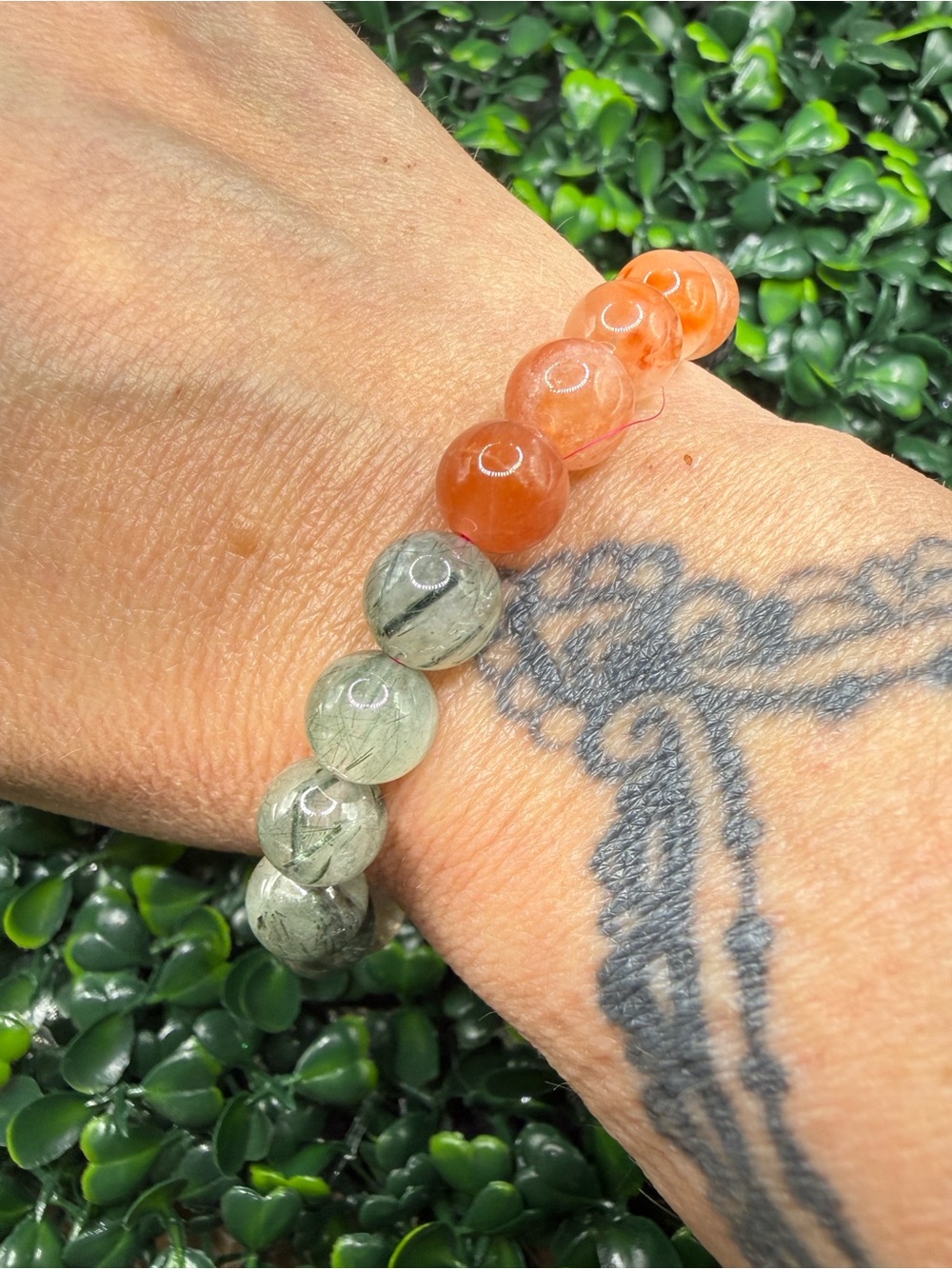Inclusion Quartz Mix Material 9mm Beaded Bracelet